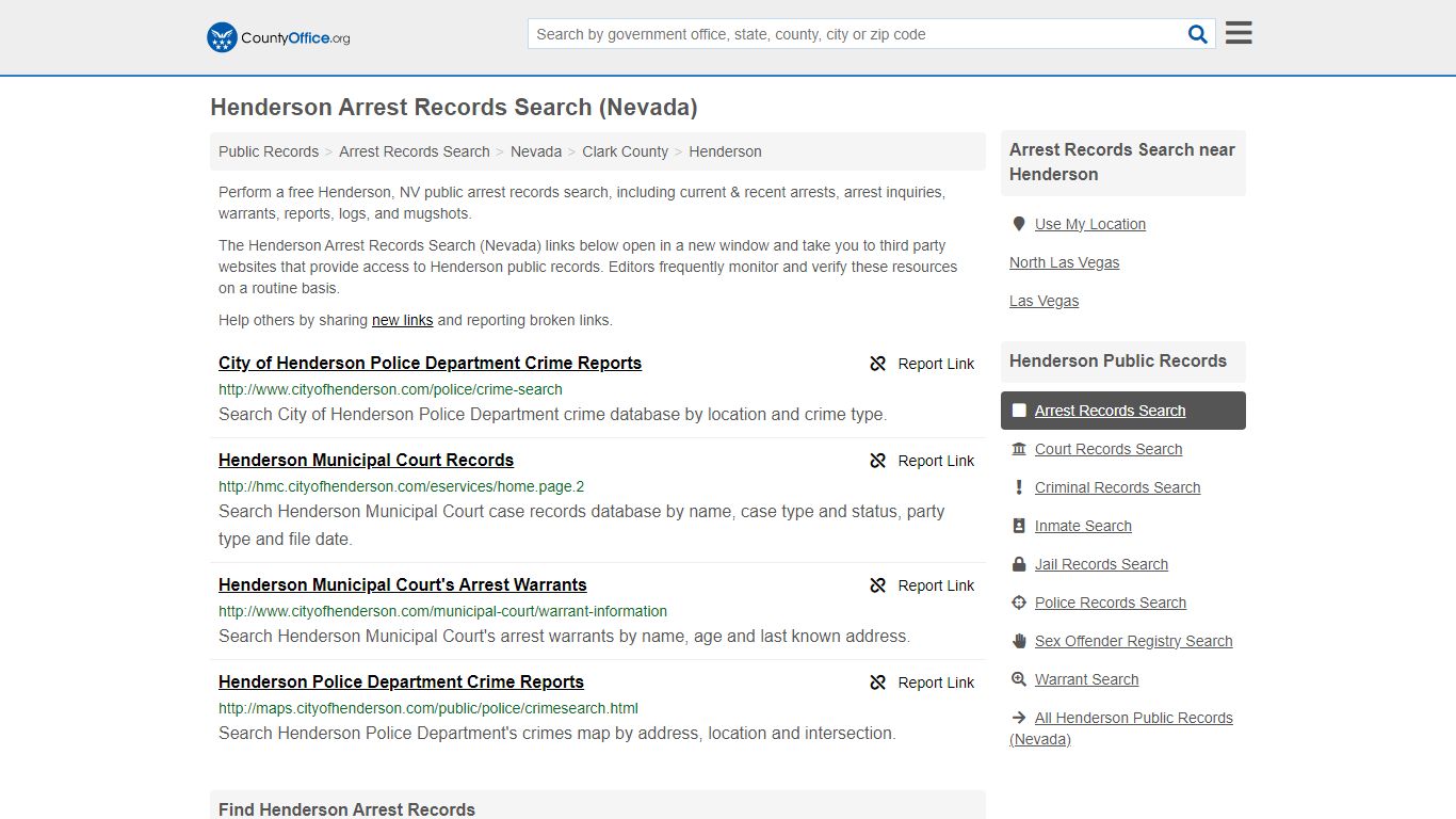 Arrest Records Search - Henderson, NV (Arrests & Mugshots) - County Office
